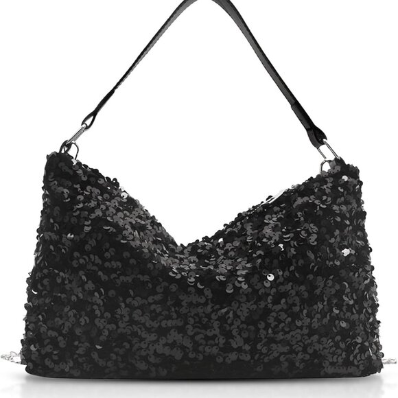 Stylish Sequin Crossbody Bag with Leather Strap - Perfect for Prom & Night Out - Picture 1 of 7